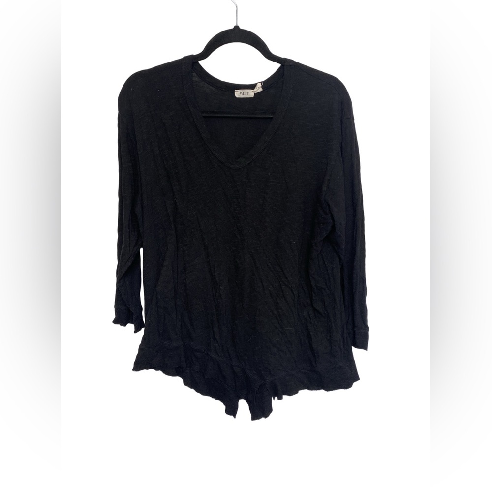 Wilt Slub Knit Raw Hem V-Neck Tunic